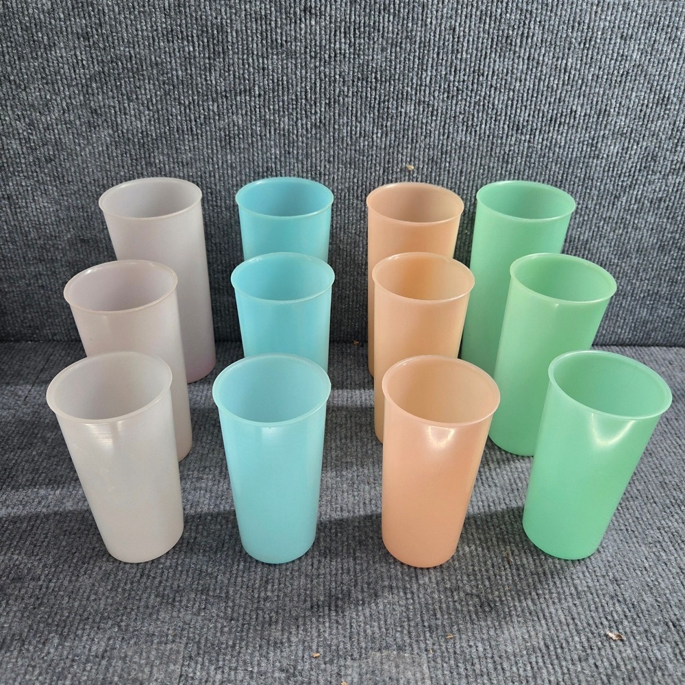 Tupperware Millicent 1954 Pastel Plastic Stackable Tumblers Set of 12
